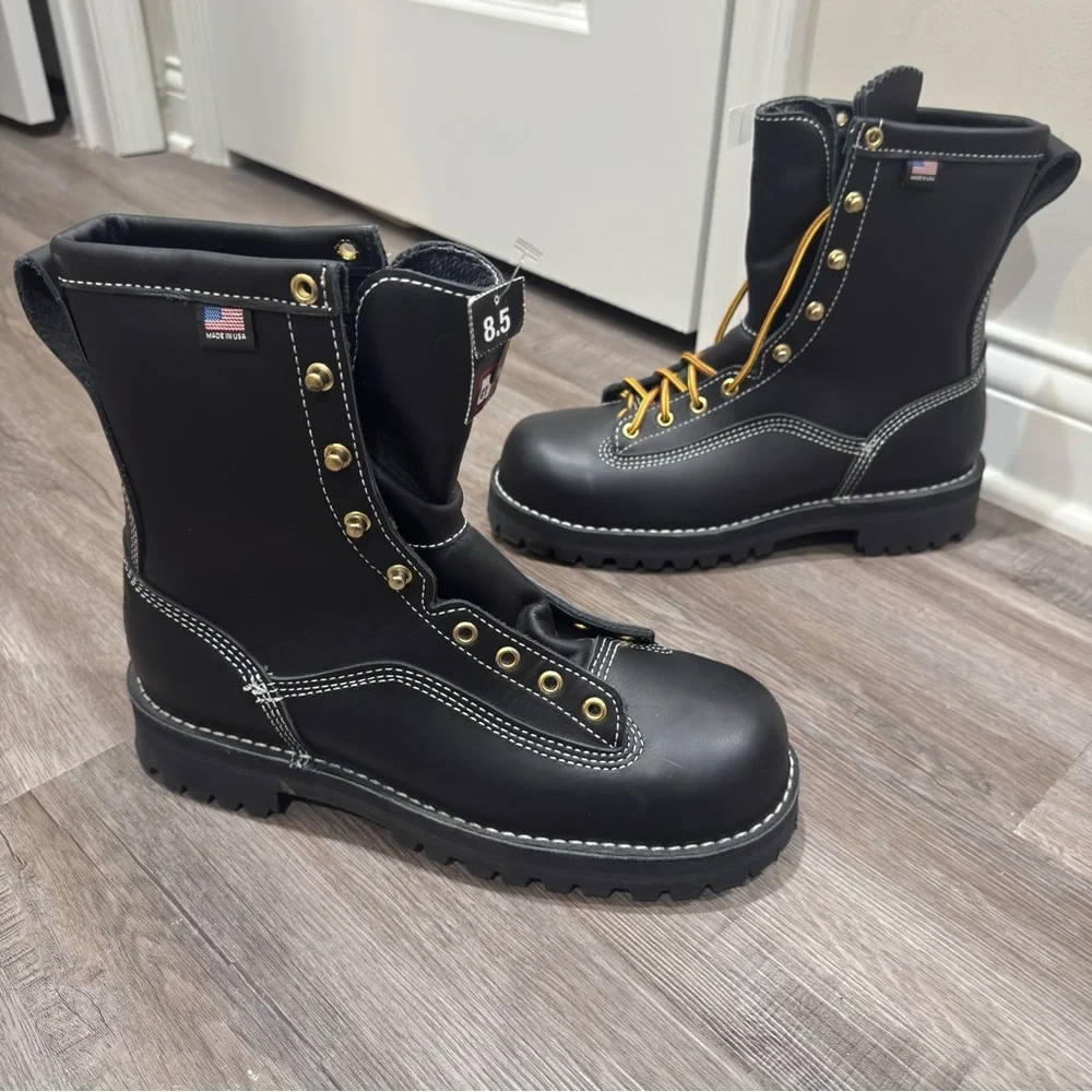 Danner Super Rain Forest Black Matte Leather Lace Up Boots